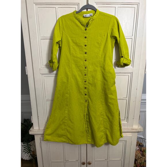 West side size medium bright green Kurta dress  cotton linen blend - Picture 1 of 6